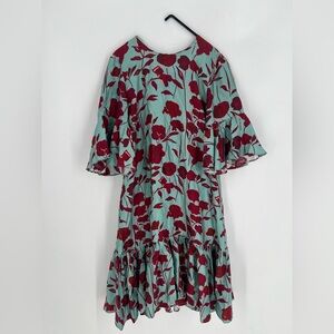 La DoubleJ Devon Short Curly Swing 100% Silk Floral Mini Dress